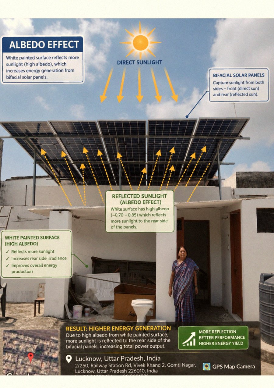 Albedo effect bifacial panel installation
